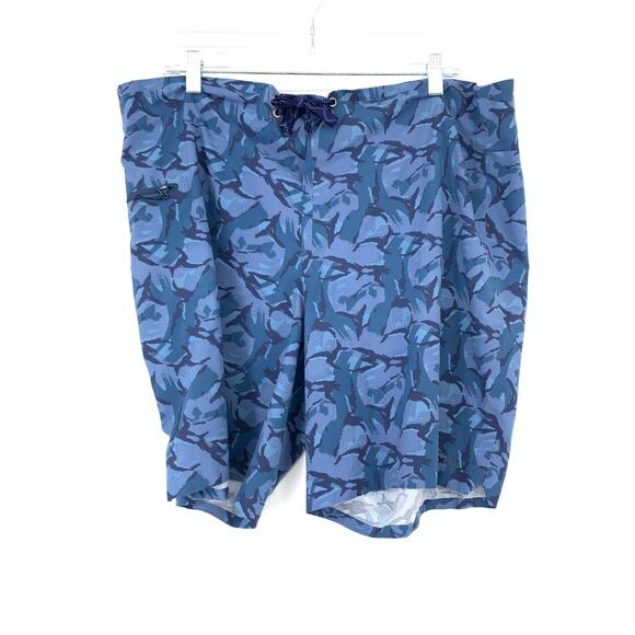 Patagonia Board Short Men's Size 40 Blue Print Drawstring Zipped Pocket - Picture 1 of 6